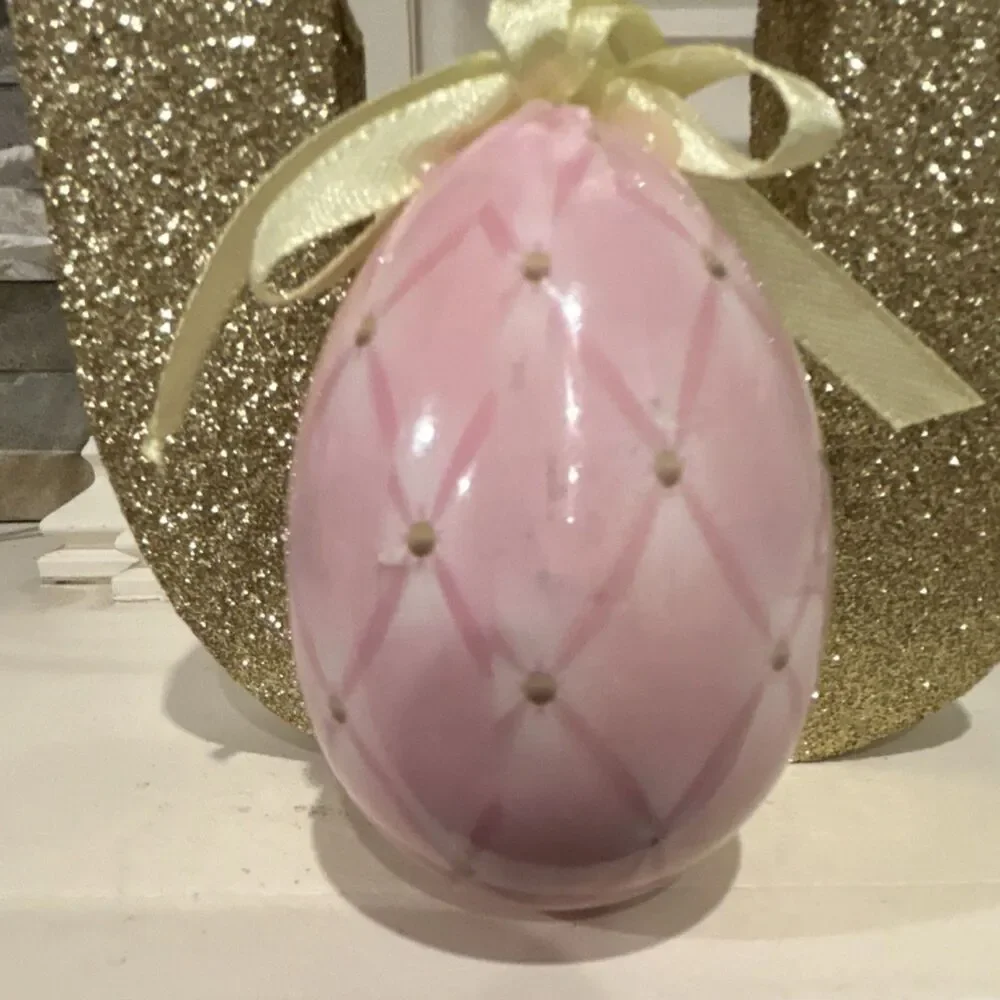 Ashland Egg Ornament Pink White Gold Easter Monogram Z